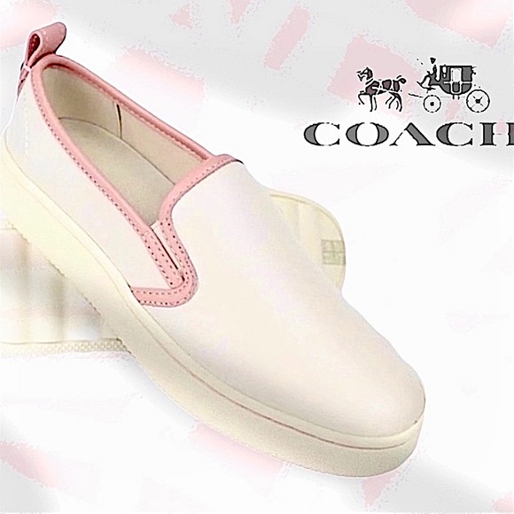 NWT Coach Leather Slip On Chalk Petal Pink Sneakers - Picture 11 of 12